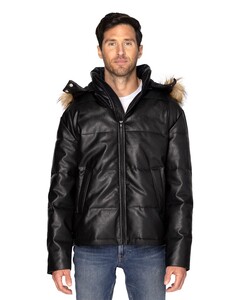 Vegan Leather Puffer Jacket Threadfast Apparel 397J