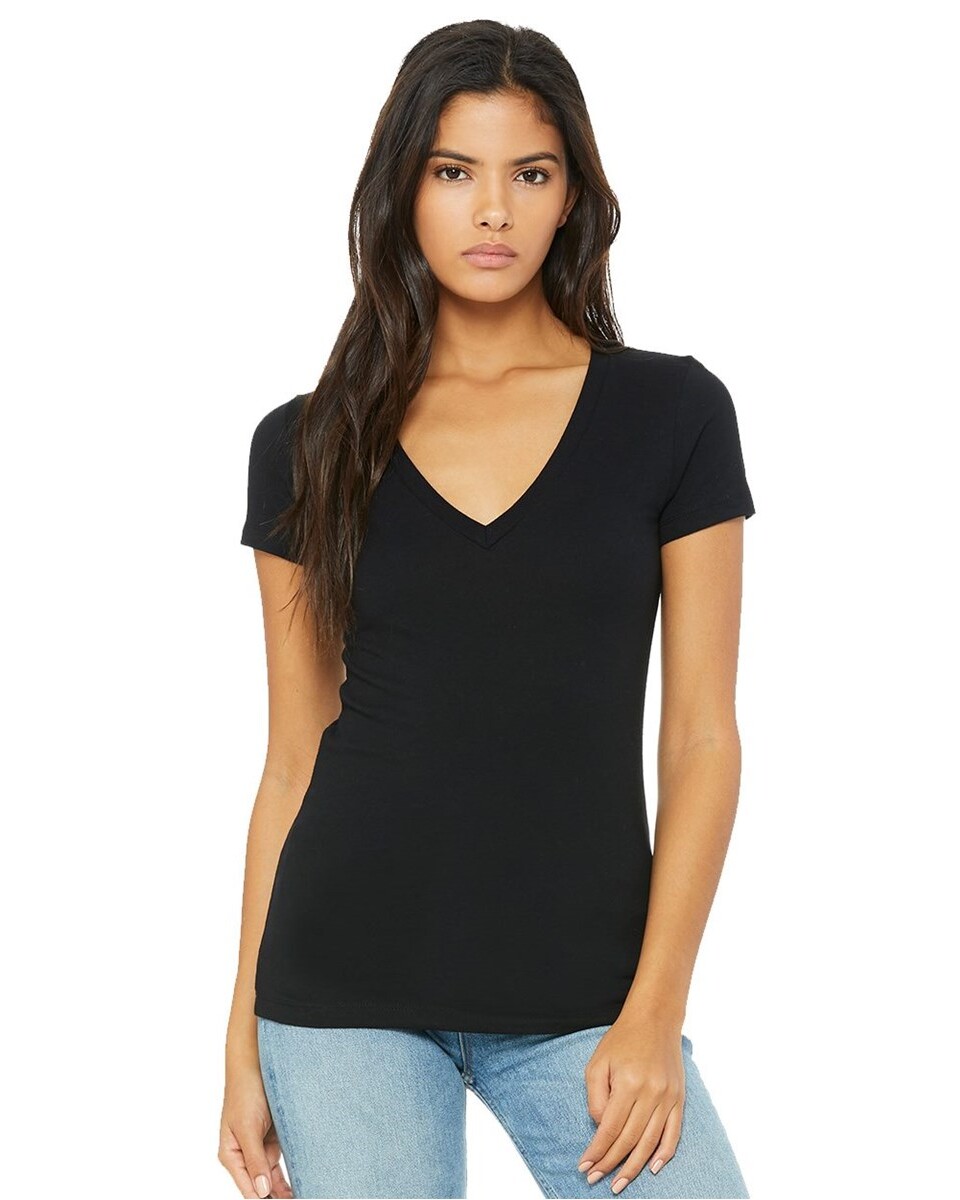 Bella + Canvas 6035 Women's Deep V-Neck Jersey T-Shirt