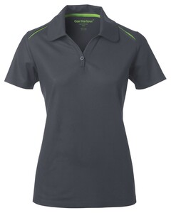 Snag Resistant Contrast Inset Ladies' Sport Shirt Gray Coal Harbour L4002 Gray