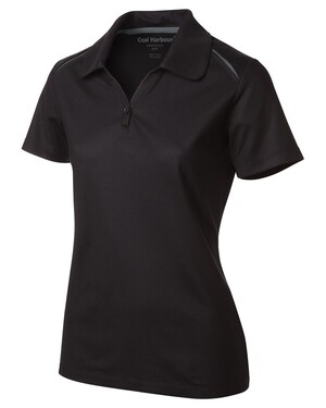 Ladies Breathable Polo Shirt Short Sleeve Wicking Contrast Sports Pique Top Tee