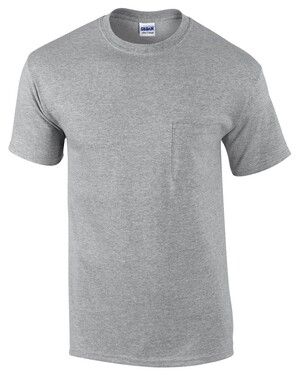 Gildan Men's Ultra Cotton T-Shirt With Pocket - 100% Cotton, Sport Grey, Size Small