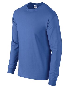 Gildan Men's Ultra Cotton Long Sleeve T-Shirt - Heavyweight Crew Neck Tee | Taped Neck, Rib Cuffs (Royal, XL)