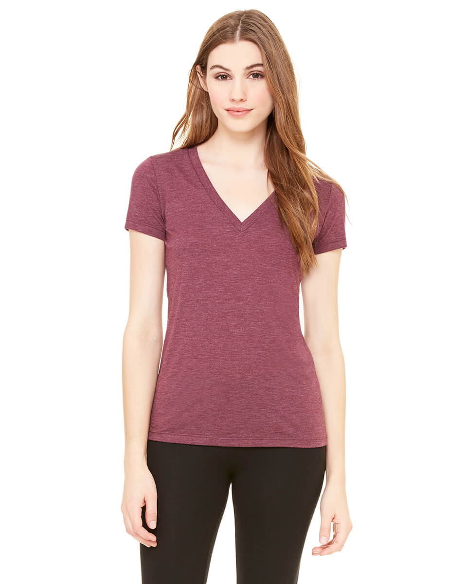 Bella + Canvas 8435 Women's Tri-Blend Deep V-Neck T-Shirt